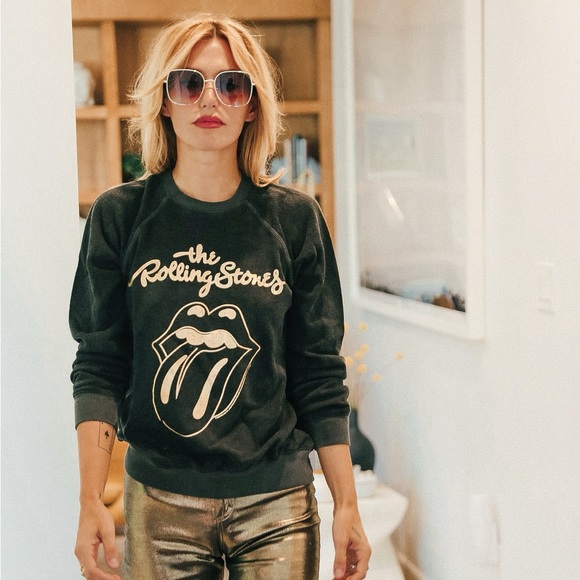 the Rolling Stones Tops - PEOPLE OF LEISURE The Rolling Stones Sticky Fingers 1971 Metallic Crewneck
